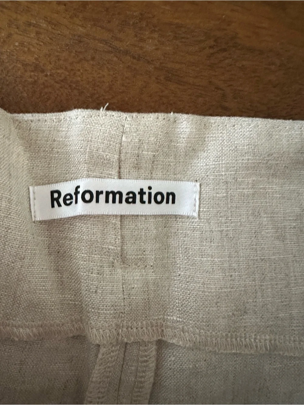 Reformation Norman Pant High-Waist Tie Belt Linen Pants Neutral Beige size 12